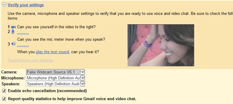 GTalk Webcam: Click OK to save